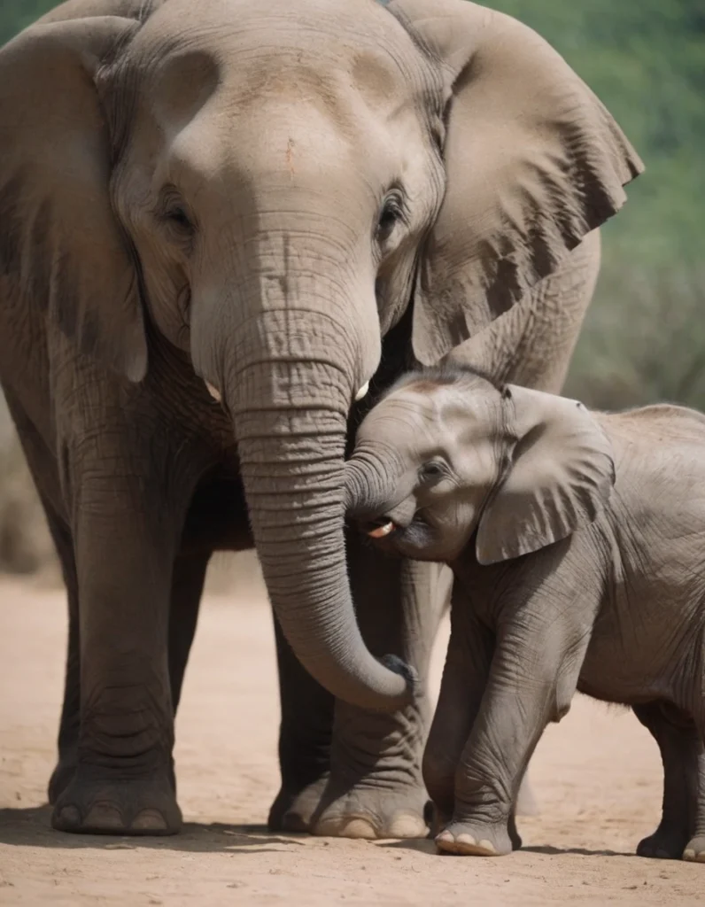 bebé elefante con mamá