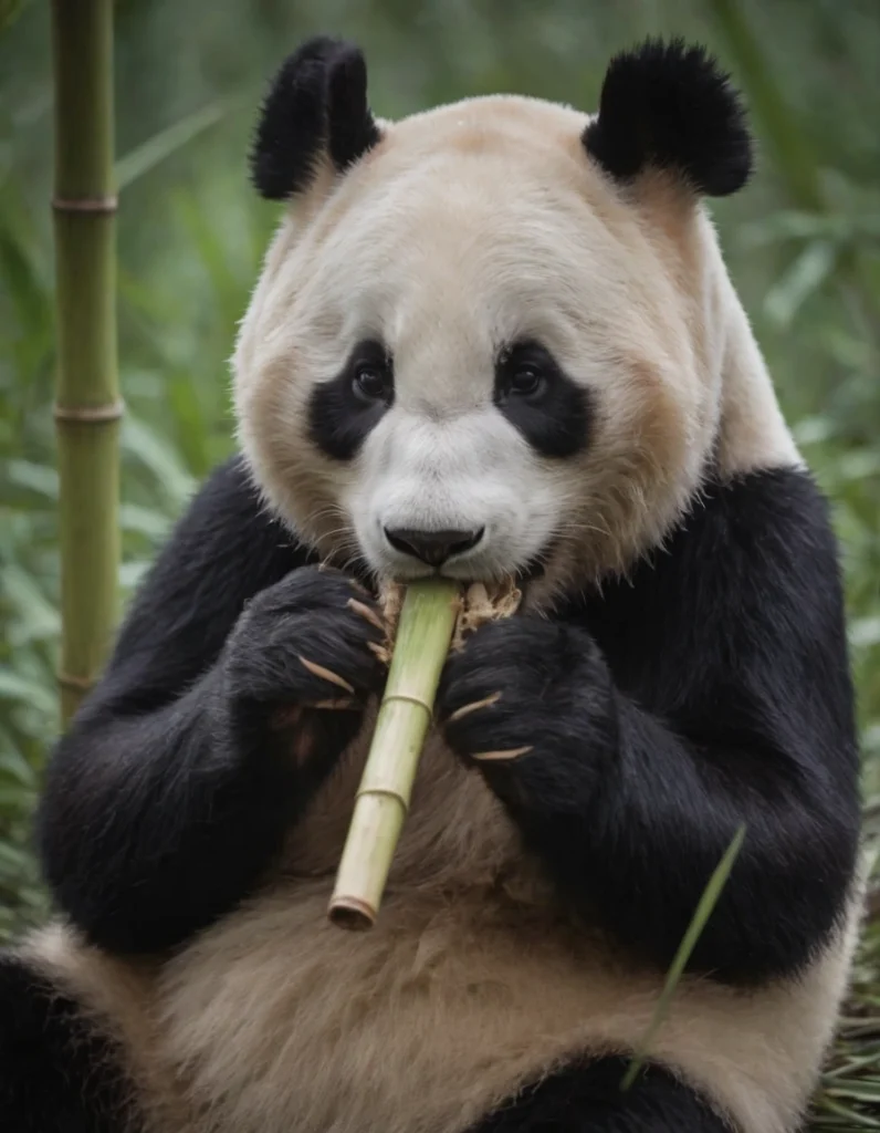 el bambú la comida del oso panda