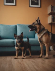 perro pastor alemán con su cría