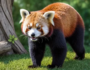 foto de un panda rojo