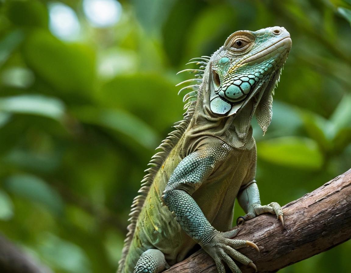 Foto de una Iguana en la rama de un árbol posando