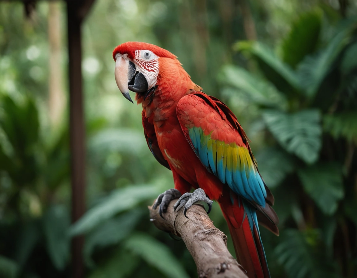 Guacamayo Rojo es otra especie de animales en Peligro de